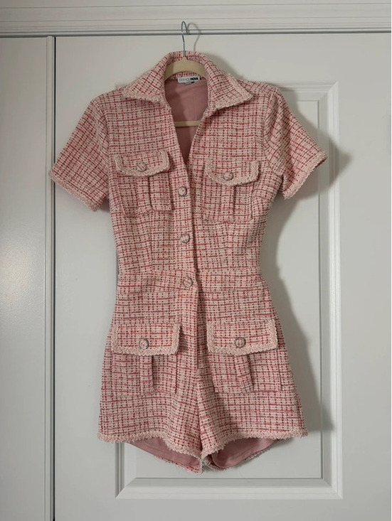 Fashion Nova Pants - Fashion Nova pink tweed romper